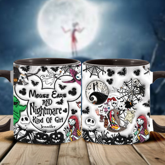 Mouse Ears And Nightmare Kind Of Girl - Personalized Mouse Accent Mug