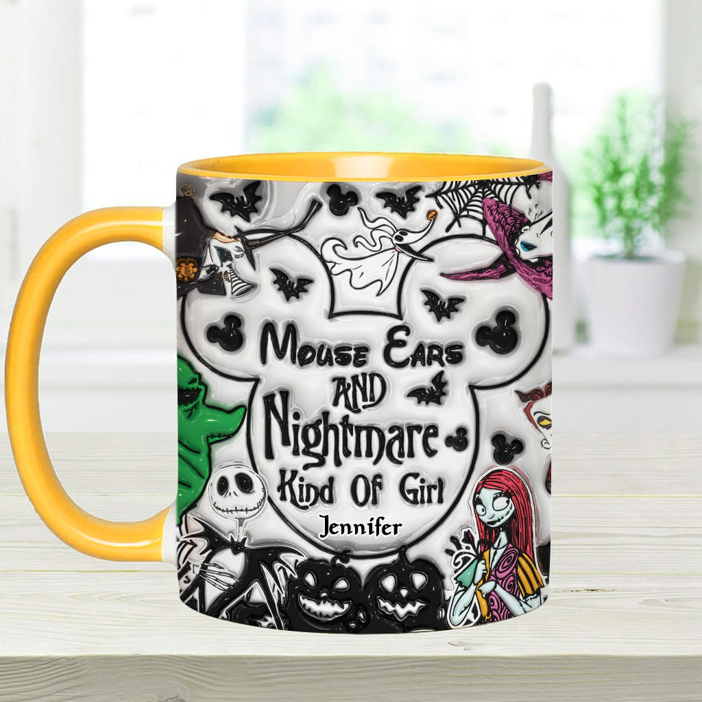Mouse Ears And Nightmare Kind Of Girl - Personalized Mouse Accent Mug