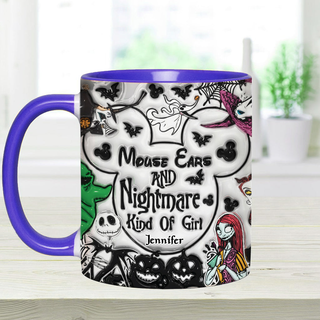 Mouse Ears And Nightmare Kind Of Girl - Personalized Mouse Accent Mug