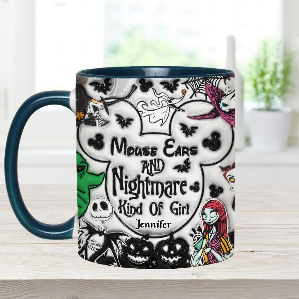 Mouse Ears And Nightmare Kind Of Girl - Personalized Mouse Accent Mug
