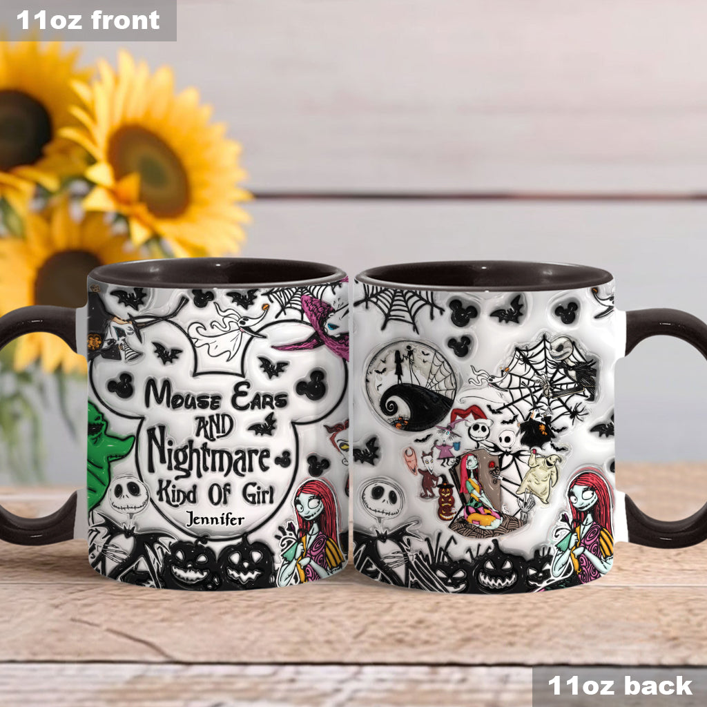 Mouse Ears And Nightmare Kind Of Girl - Personalized Mouse Accent Mug
