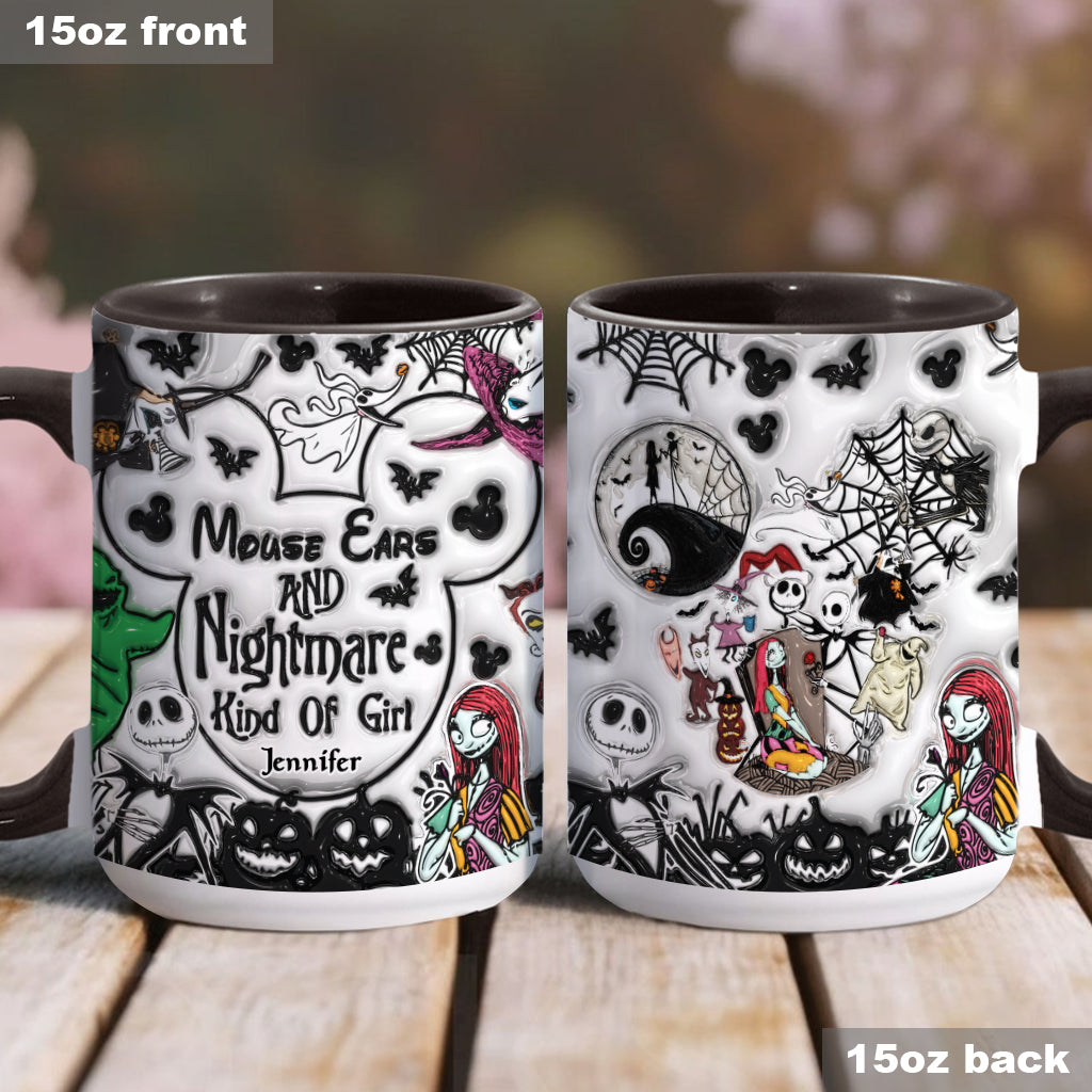 Mouse Ears And Nightmare Kind Of Girl - Personalized Mouse Accent Mug