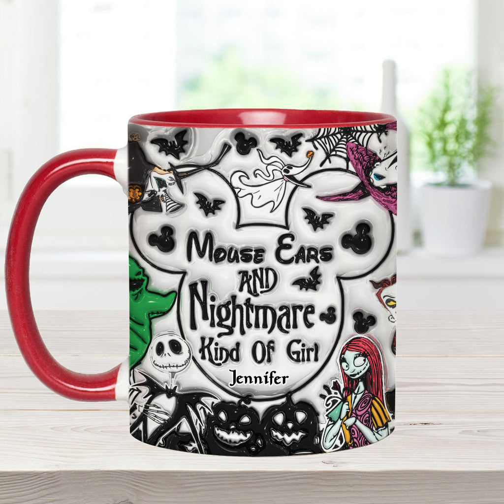 Mouse Ears And Nightmare Kind Of Girl - Personalized Mouse Accent Mug