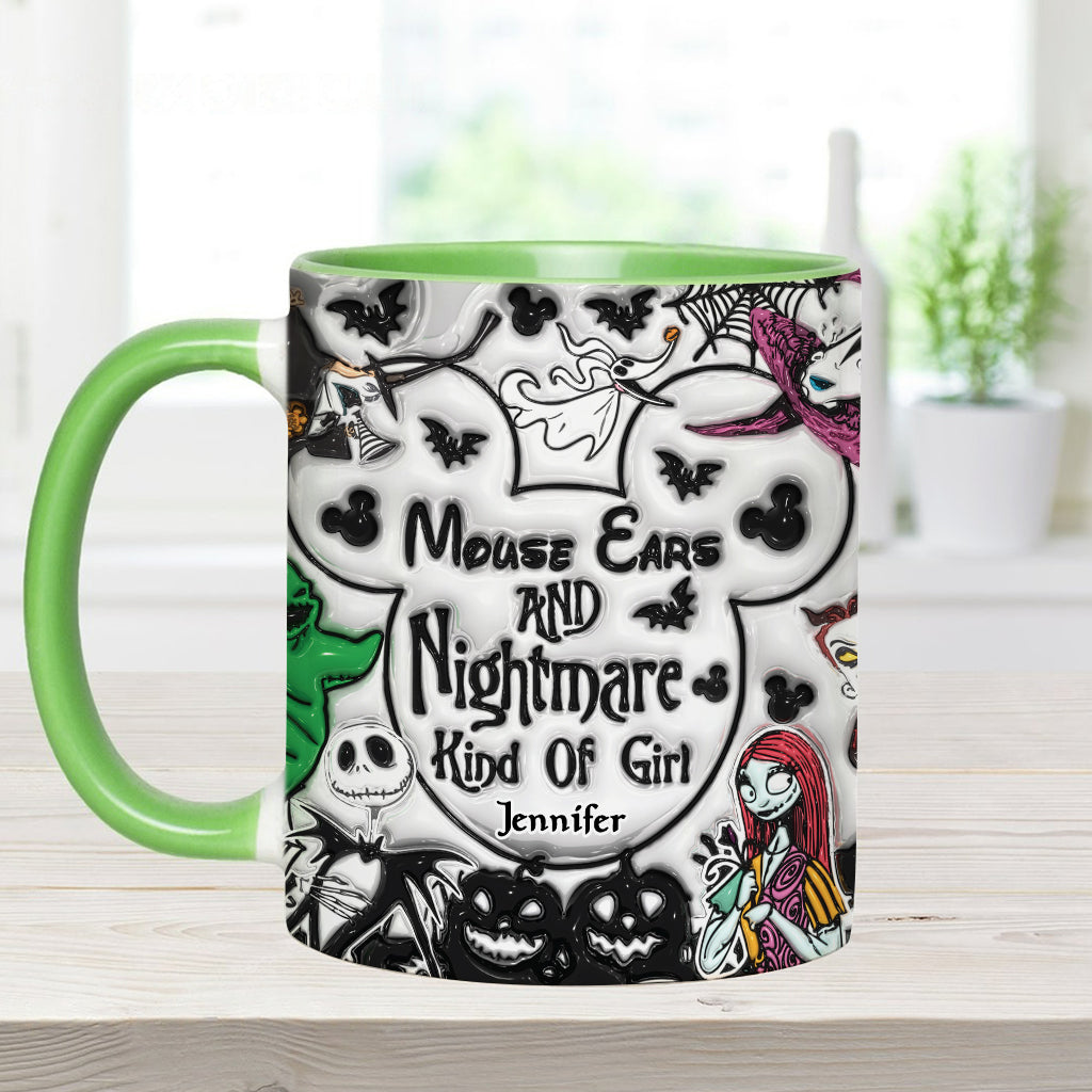 Mouse Ears And Nightmare Kind Of Girl - Personalized Mouse Accent Mug