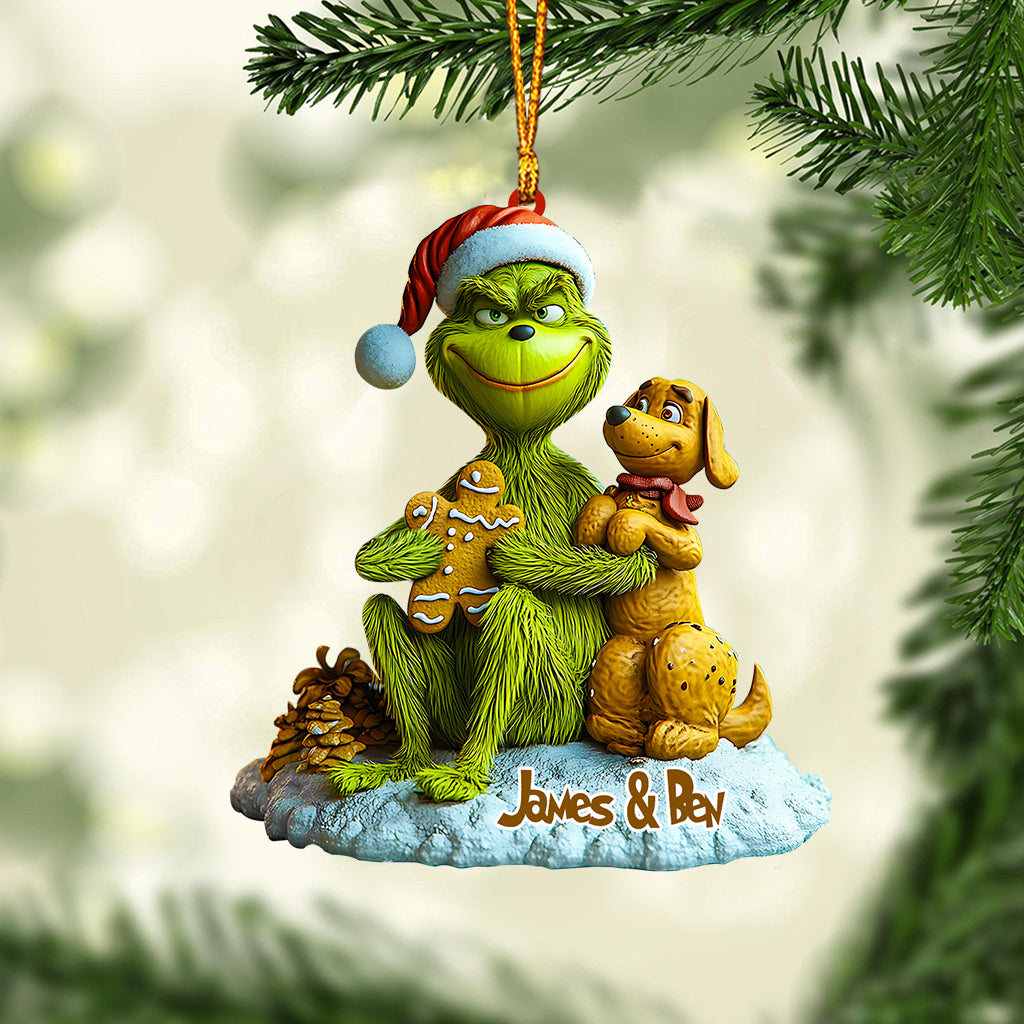 Green Monster Loves Dogs - Personalized Stole Christmas Ornament