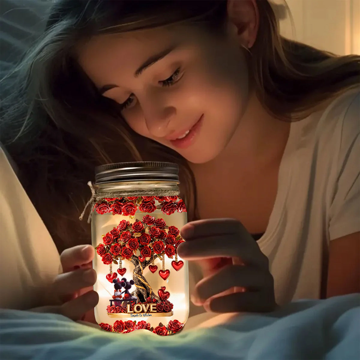 True Love - Personalized Mouse Mason Jar Light