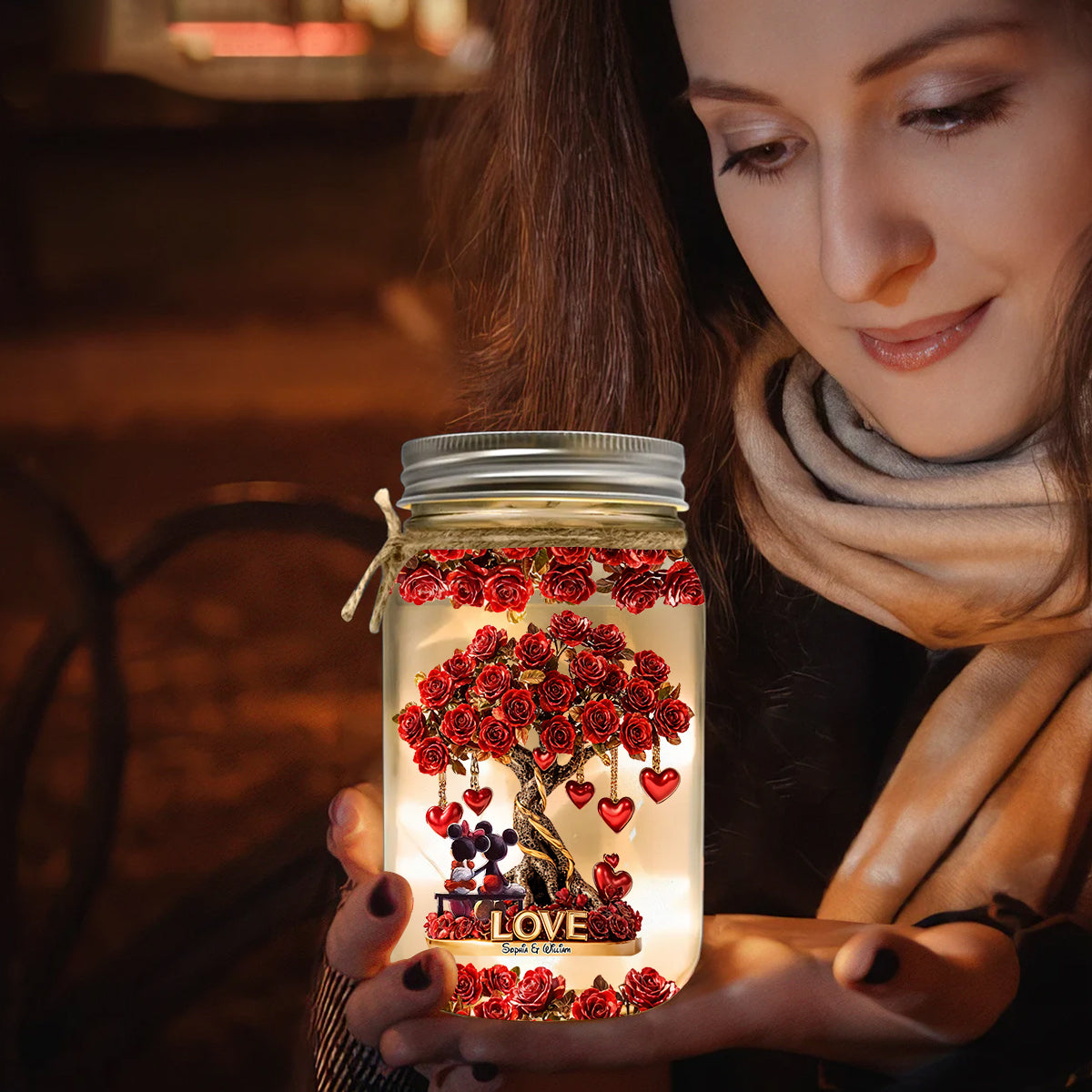 True Love - Personalized Mouse Mason Jar Light