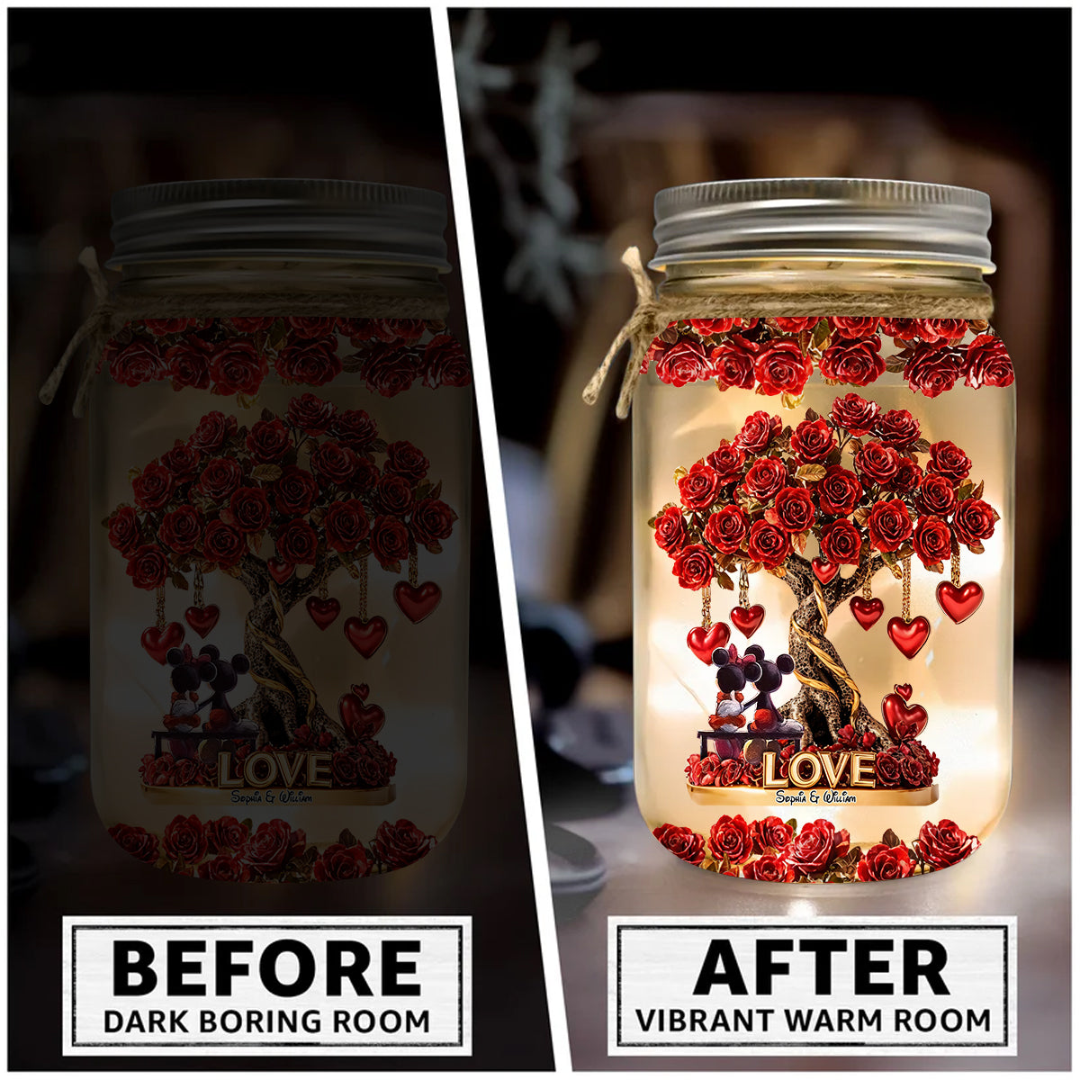 True Love - Personalized Mouse Mason Jar Light