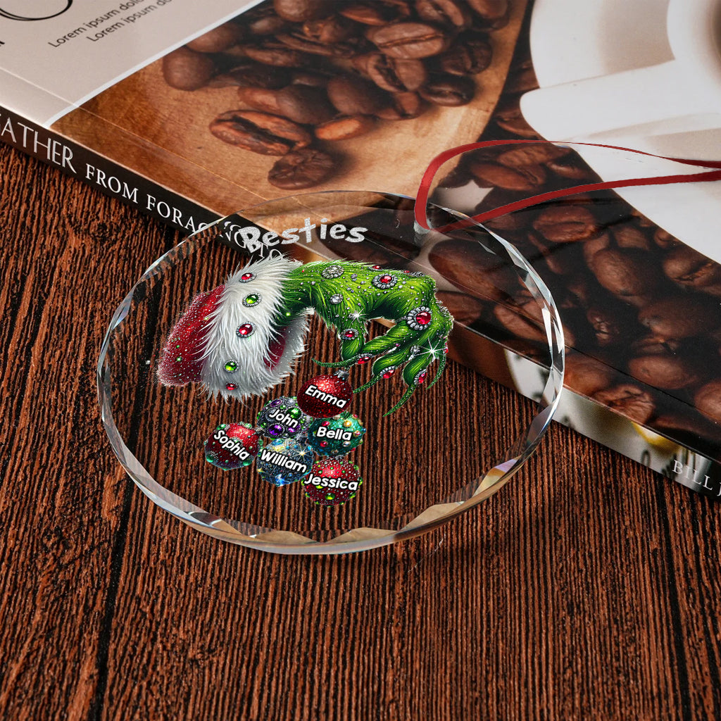 Merry Christmas - Personalized Bestie Round Shaped Glass Ornament
