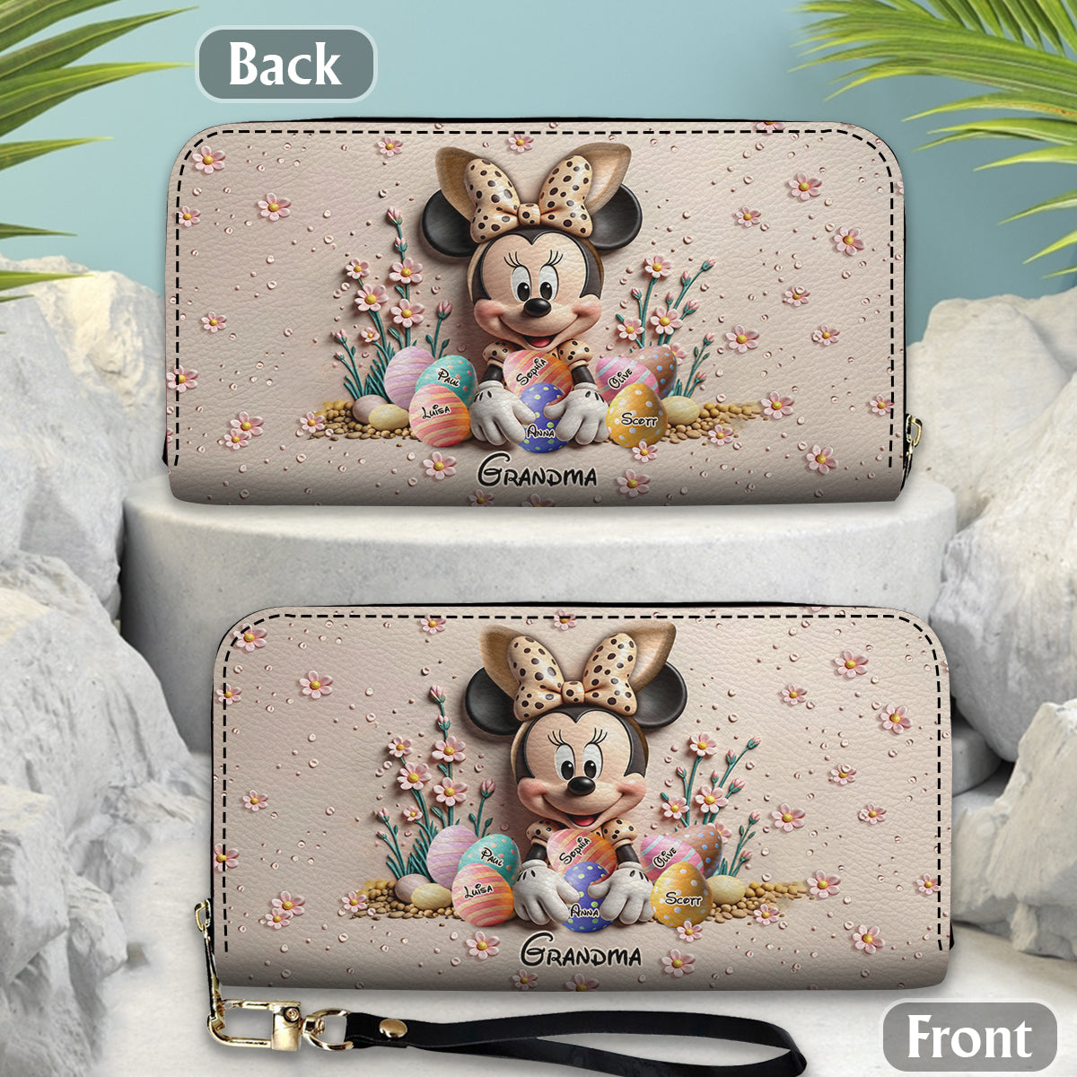 Best Grandma/ Mom Ever - Personalized Mouse Leather Long Wallet