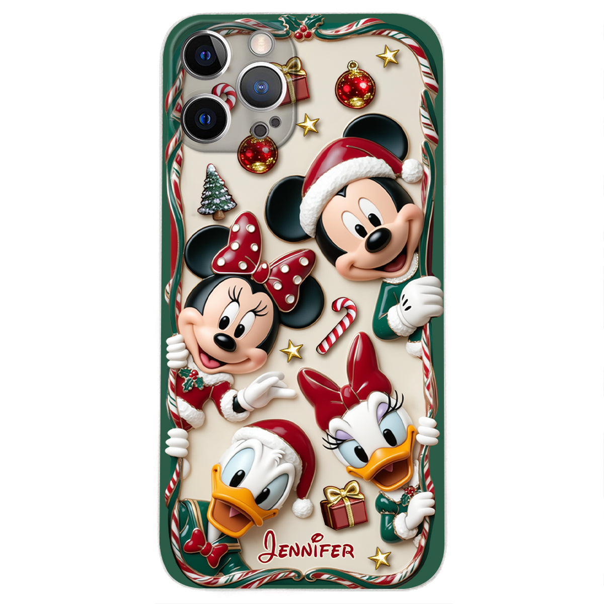 Magical Friends - Personalized Mouse 3D Embossed Leather Phone Case