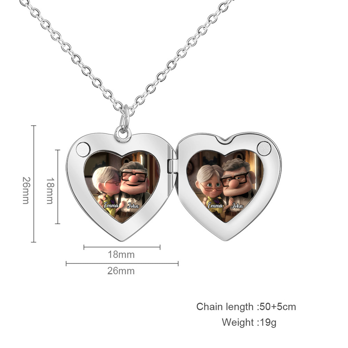 Carl and Elli - Personalized Mouse Locket Pendant Necklace