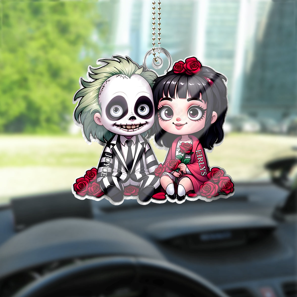 Horror Couple - Personalized Custom Shaped Car Ornament