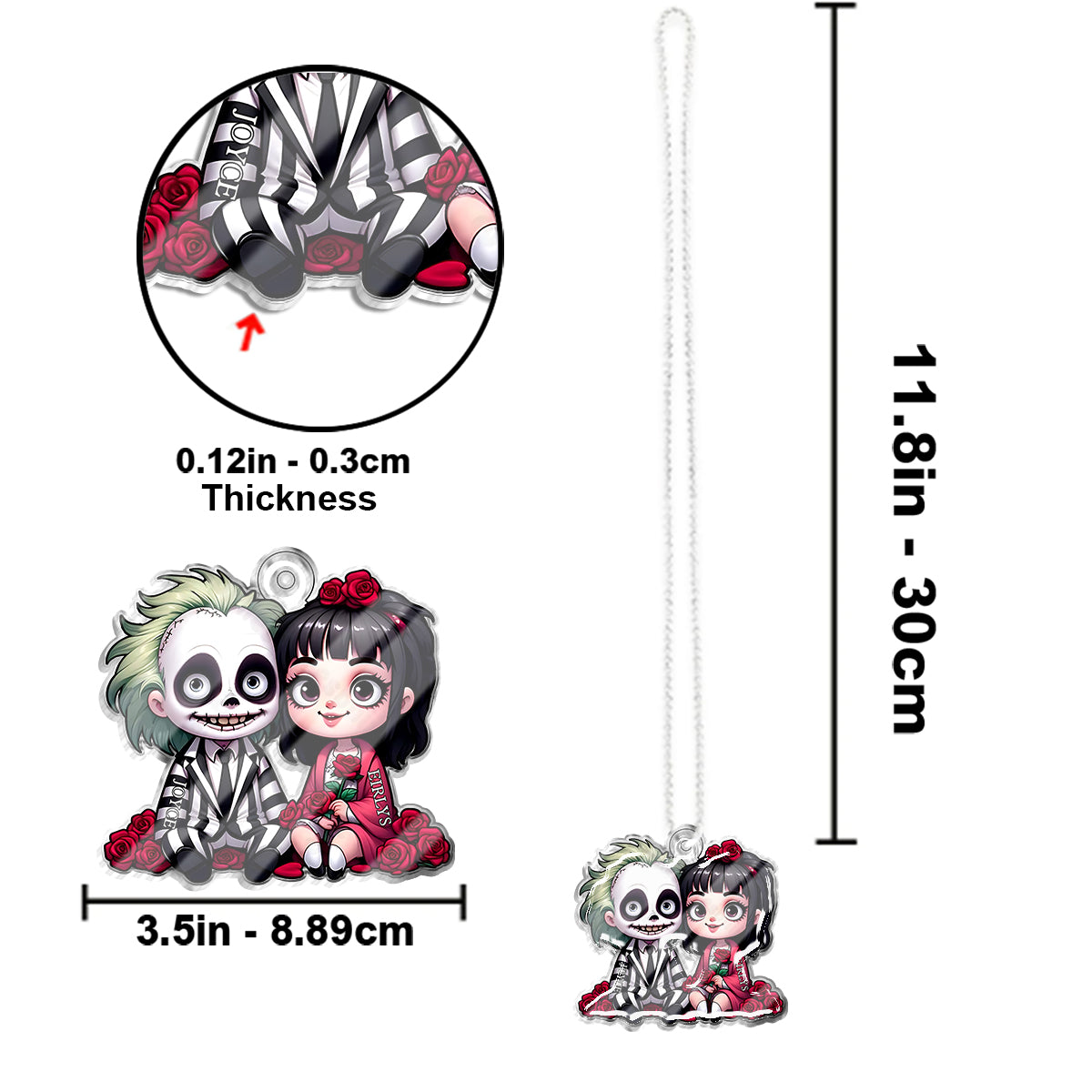 Horror Couple - Personalized Custom Shaped Car Ornament