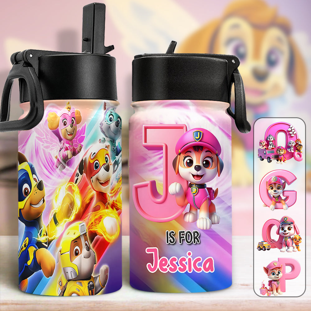 Cool Chasing Alphabet - Personalized Kids Water Bottle