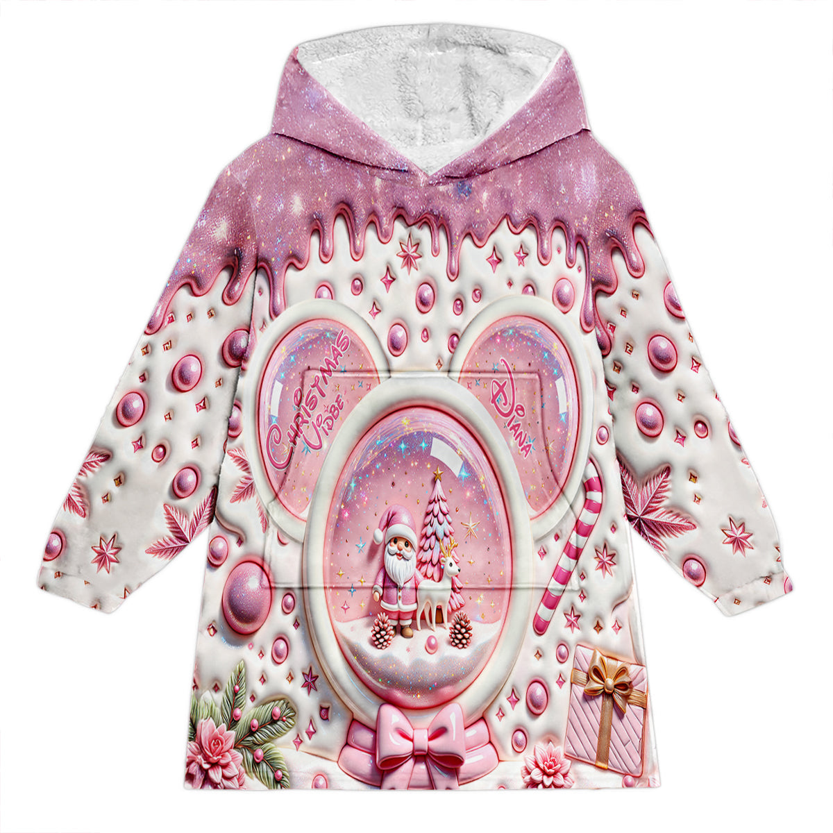 Merry Christmas - Personalized Mouse Blanket Hoodie