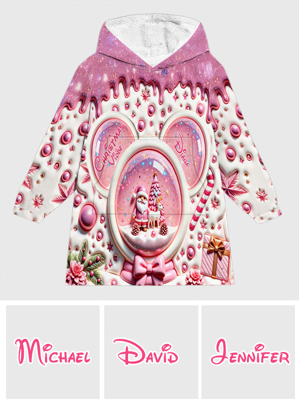 Merry Christmas - Personalized Mouse Blanket Hoodie