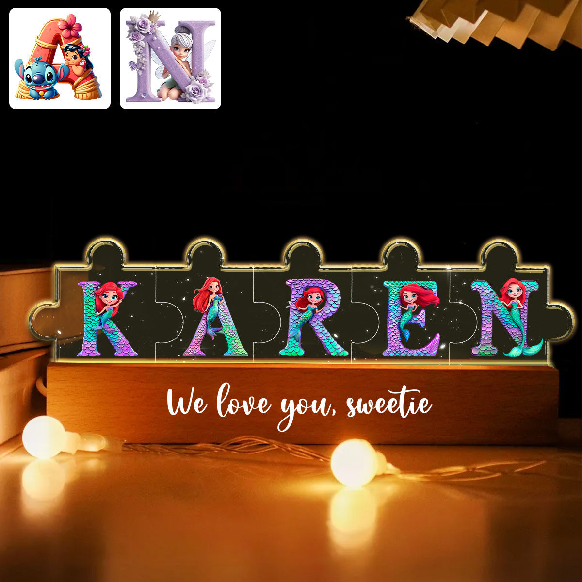Name Puzzle - Personalized Kid Shaped Led Night Light
