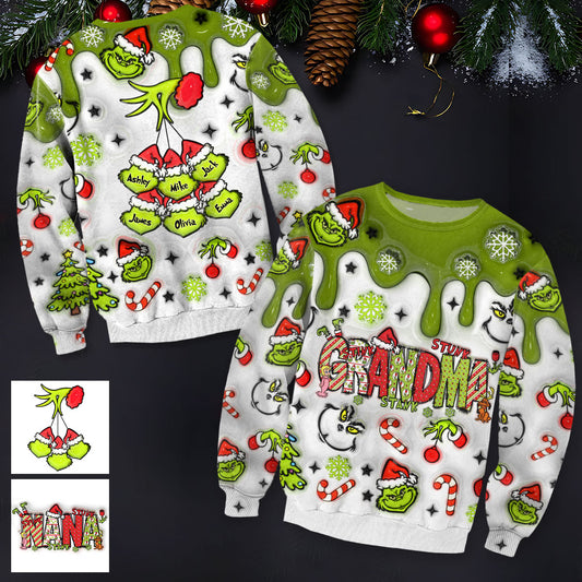 Green Grandma - Personalized Grandma Ugly Sweater