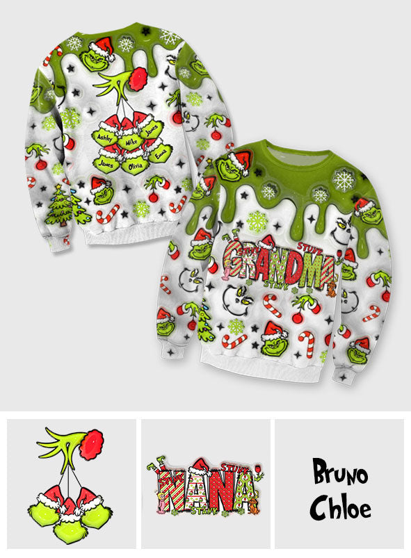 Green Grandma - Personalized Grandma Ugly Sweater