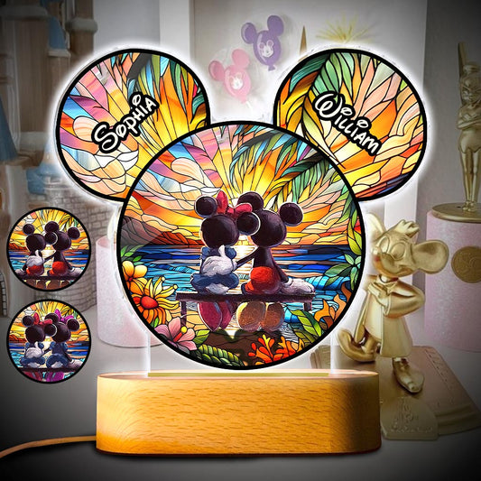 Romantic Sunset - Personalized Mouse Shaped Plaque Light Base