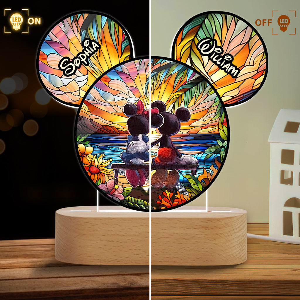 Romantic Sunset - Personalized Mouse Shaped Plaque Light Base