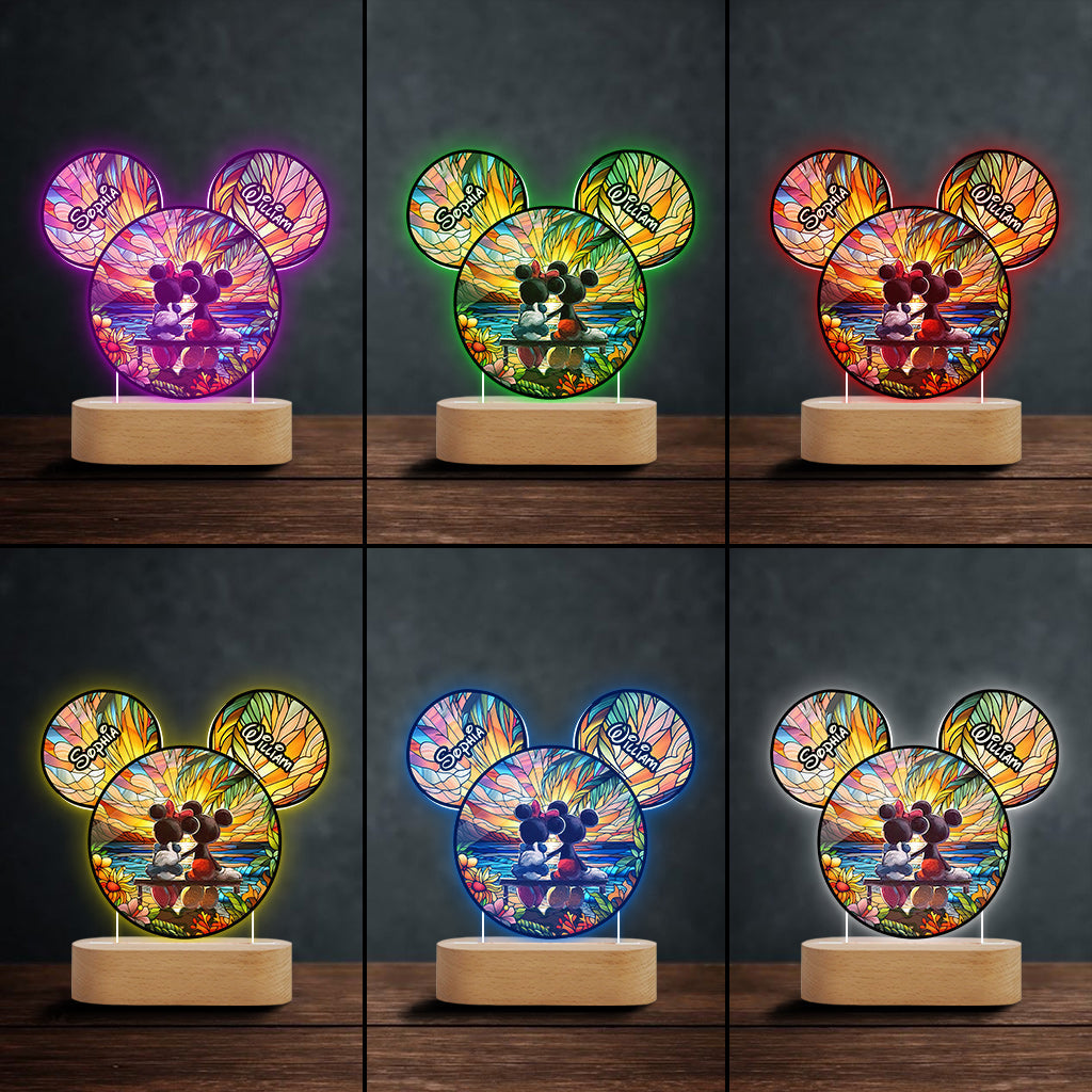 Romantic Sunset - Personalized Mouse Shaped Plaque Light Base