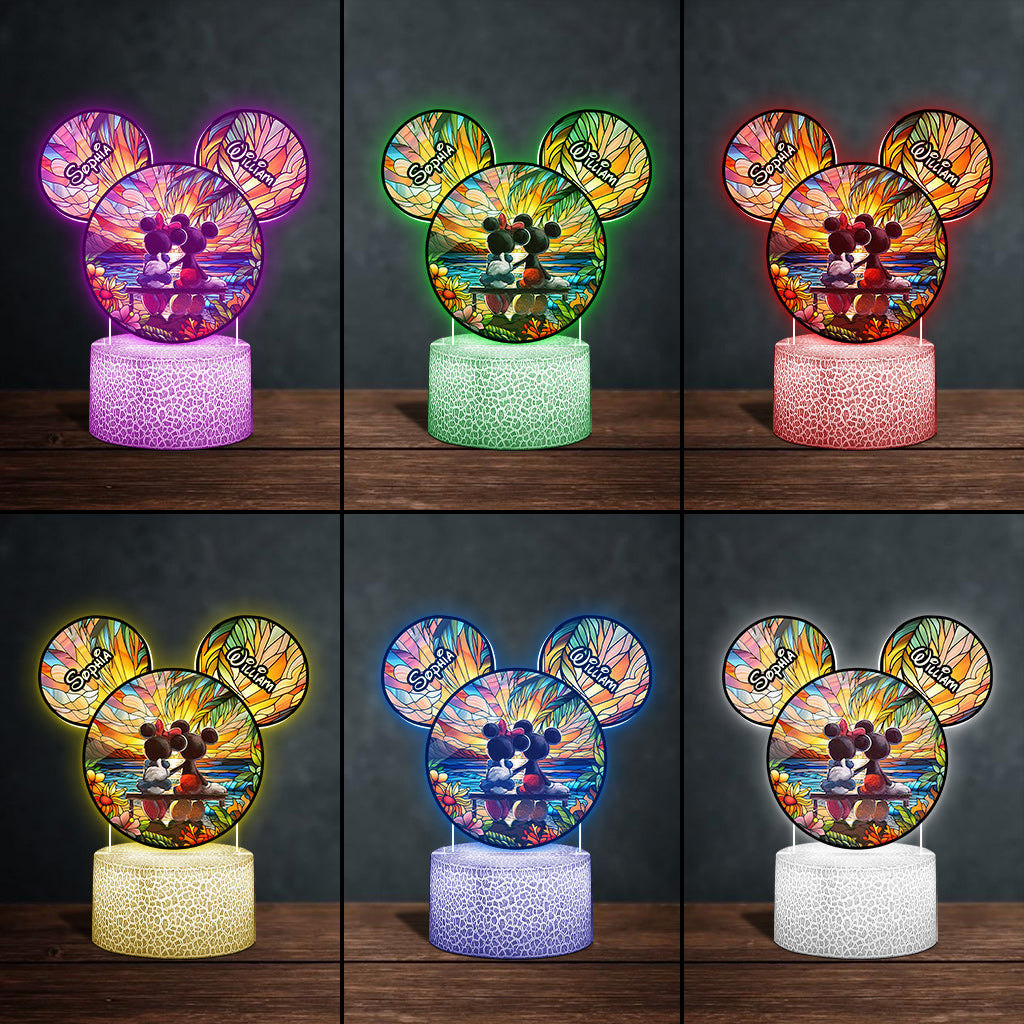 Romantic Sunset - Personalized Mouse Shaped Plaque Light Base