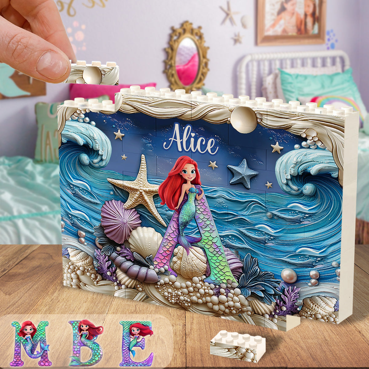 My Little Dream World - Personalized Kid Horizontal Rectangle Building Brick Blocks Printed On Both Sides