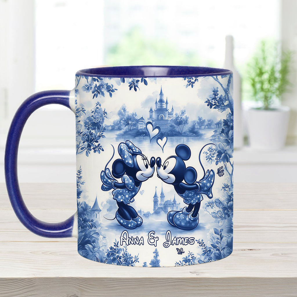 Classic Blue & White Ceramic Mouse Couple - Personalized Mouse Accent Mug