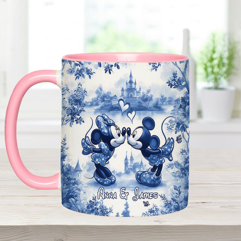 Classic Blue & White Ceramic Mouse Couple - Personalized Mouse Accent Mug