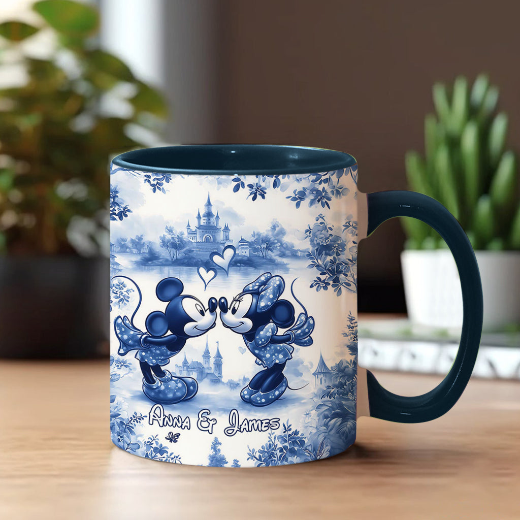 Classic Blue & White Ceramic Mouse Couple - Personalized Mouse Accent Mug