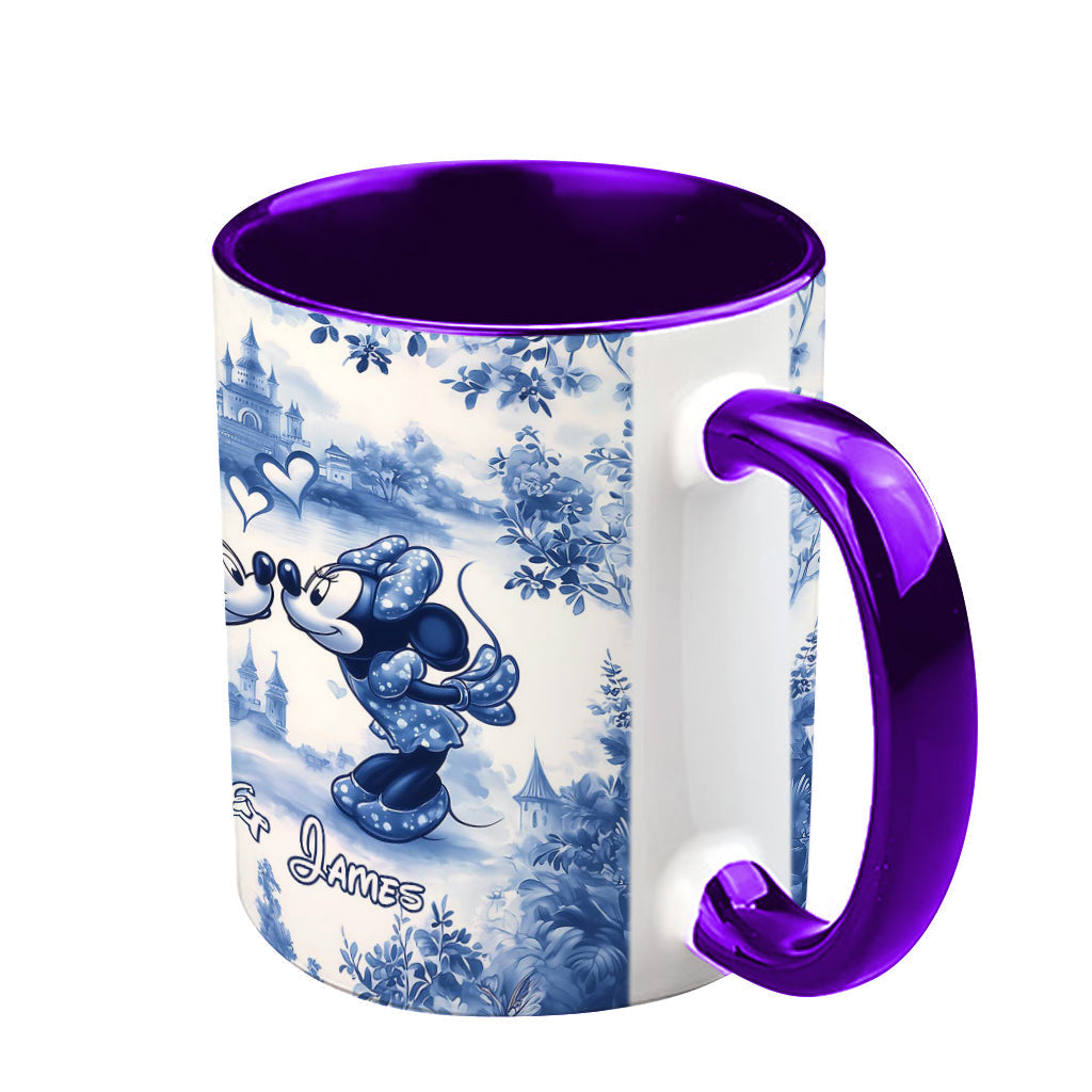 Classic Blue & White Ceramic Mouse Couple - Personalized Mouse Accent Mug