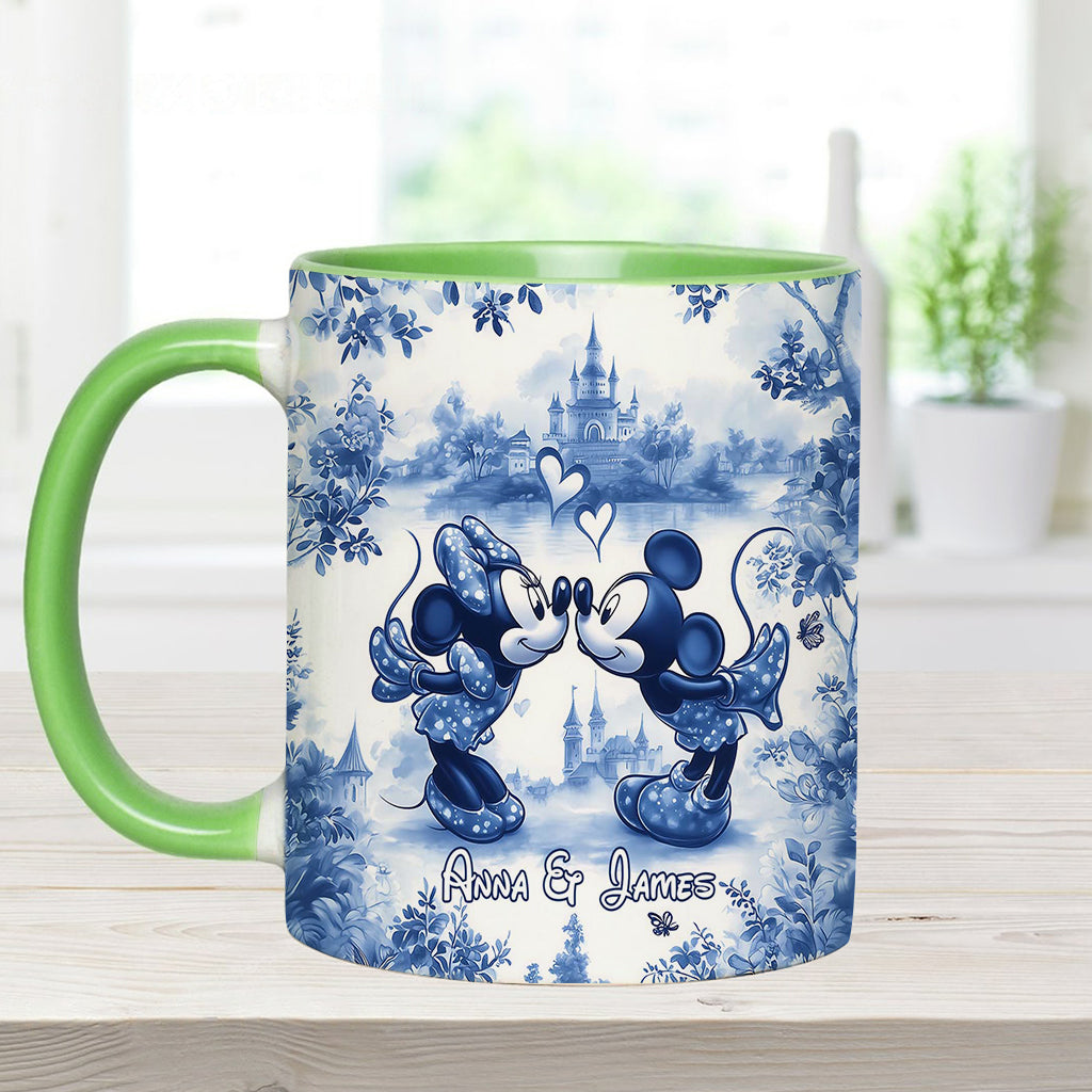 Classic Blue & White Ceramic Mouse Couple - Personalized Mouse Accent Mug