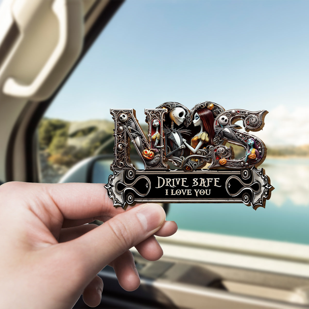 Drive Safe! I Love You! - Personalized Nightmare Shaped Car Visor Clip