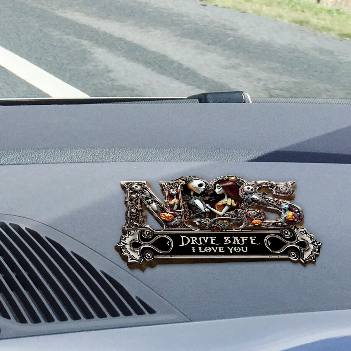 Drive Safe! I Love You! - Personalized Nightmare Shaped Car Visor Clip