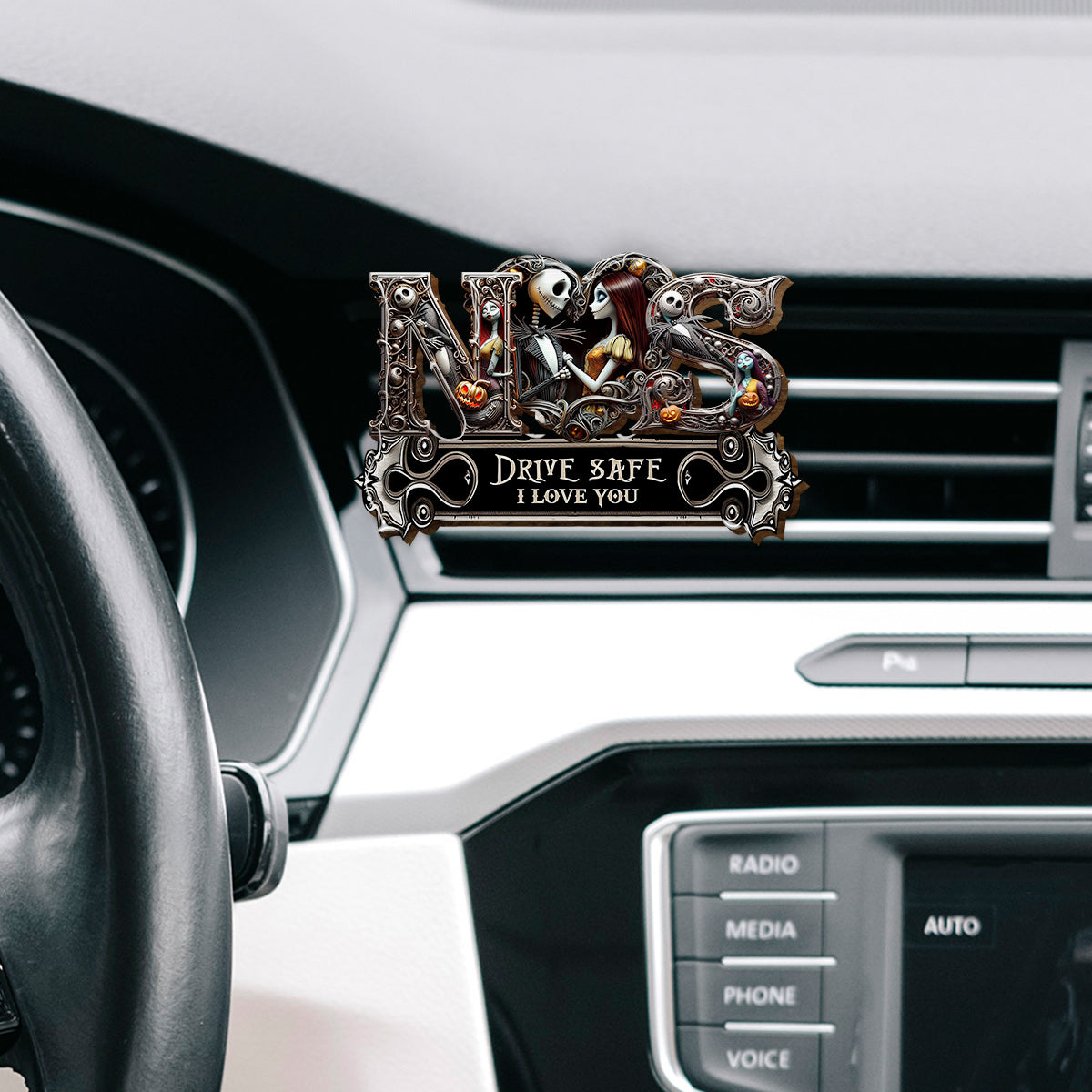Drive Safe! I Love You! - Personalized Nightmare Shaped Car Visor Clip