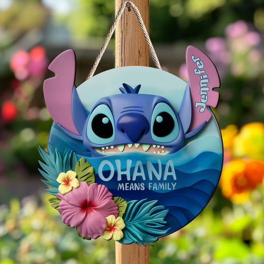 Ohana Means Family - Personalized Ohana Custom Shaped Wood Sign