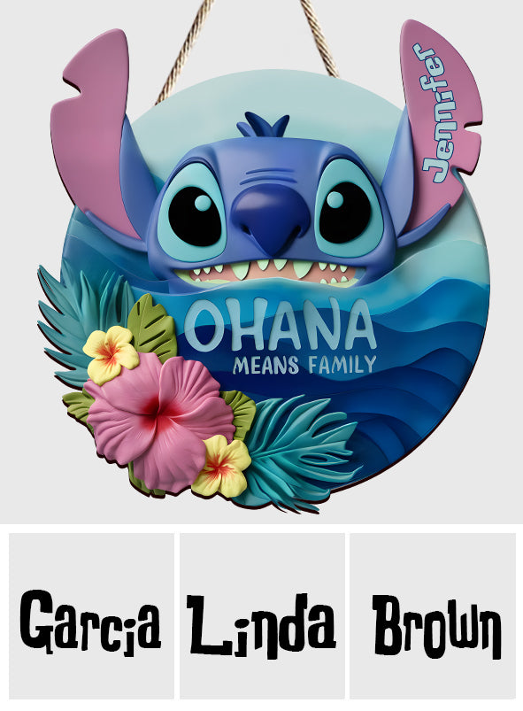 Ohana Means Family - Personalized Ohana Custom Shaped Wood Sign