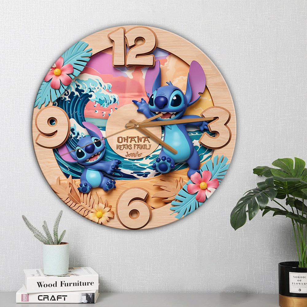 Ohana Means Family - Personalized Ohana Wall Clock