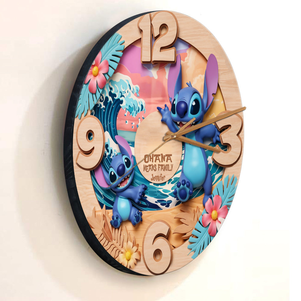 Ohana Means Family - Personalized Ohana Wall Clock