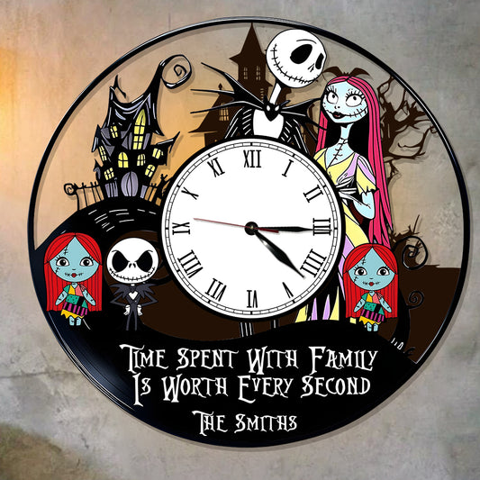 Time Spent With Family Is Worth - Personalized Nightmare LED Light Wall Clock