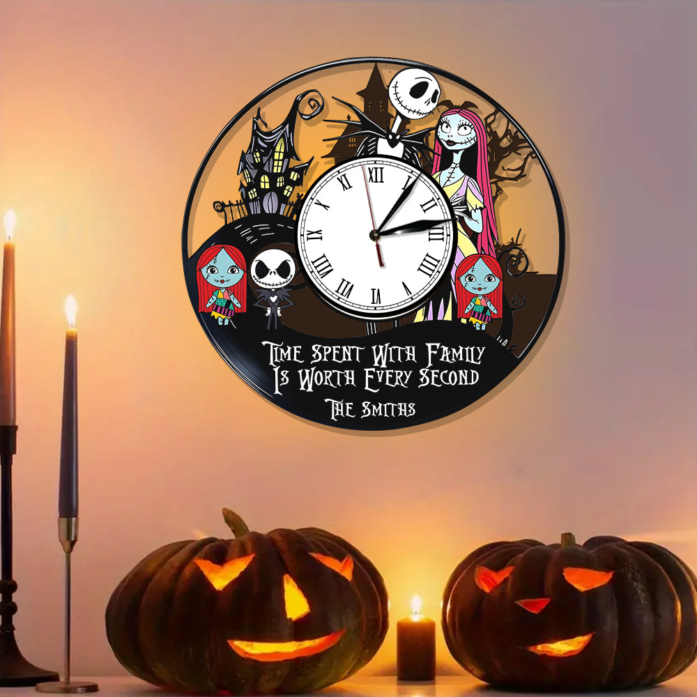 Time Spent With Family Is Worth - Personalized Nightmare LED Light Wall Clock