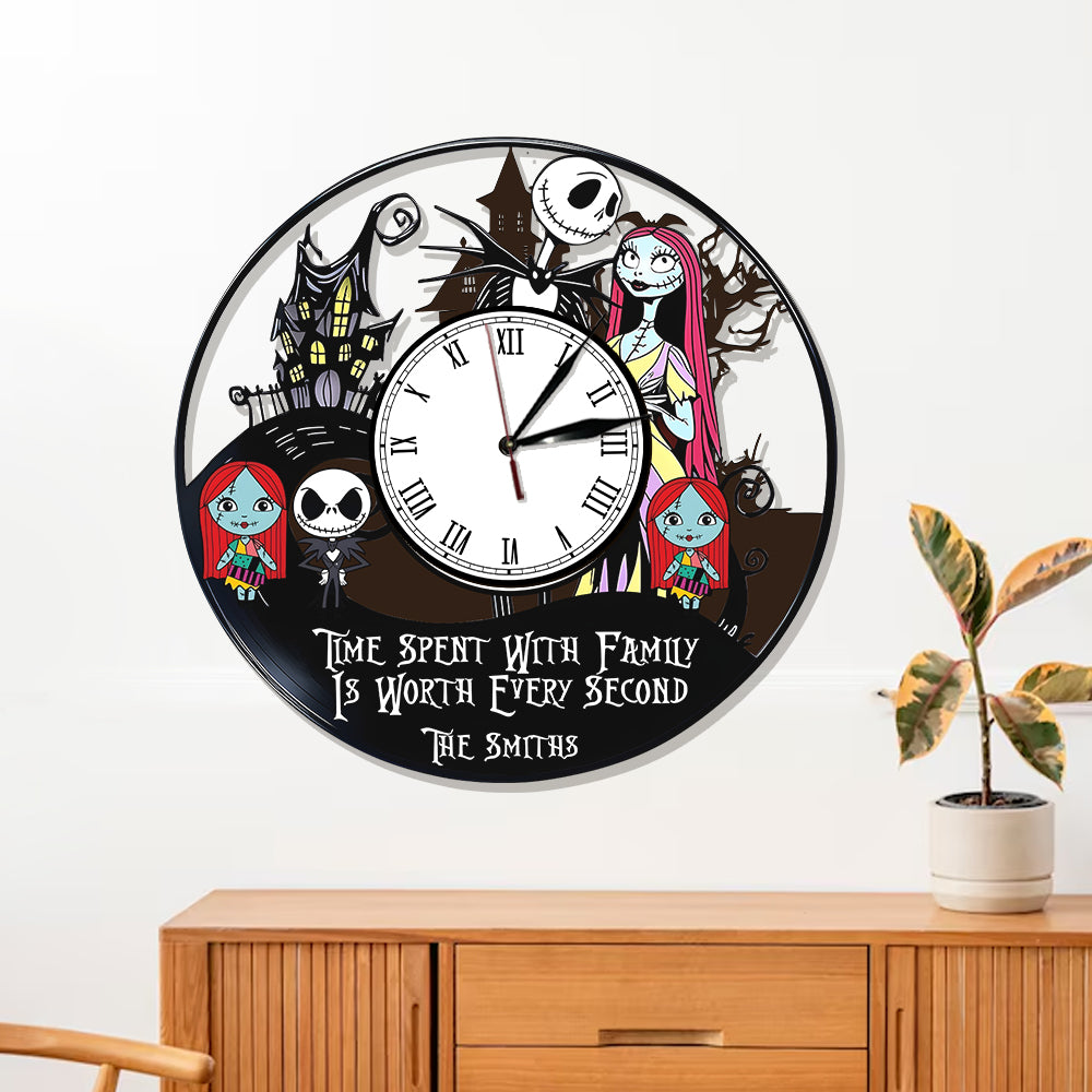 Time Spent With Family Is Worth - Personalized Nightmare LED Light Wall Clock