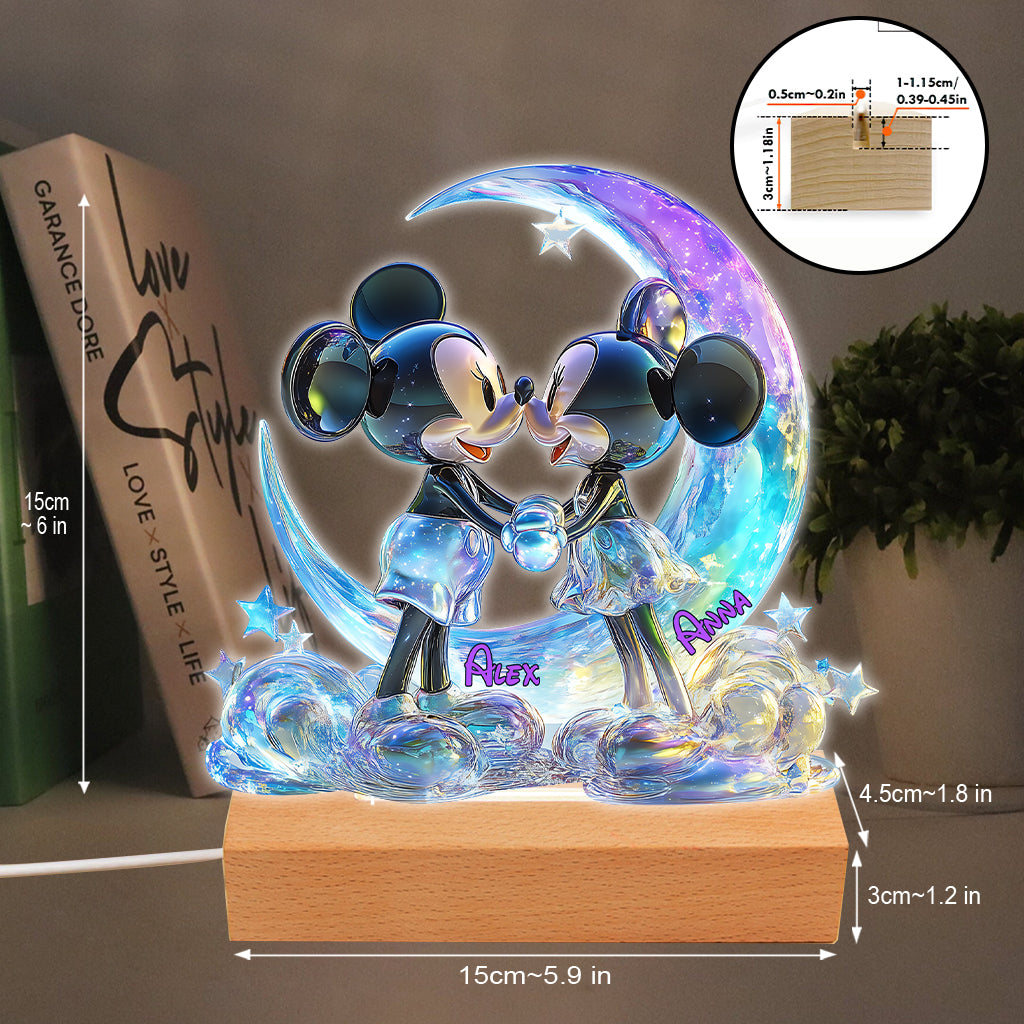 Love You To The Moon - Personalized Mouse Shaped Plaque Light Base