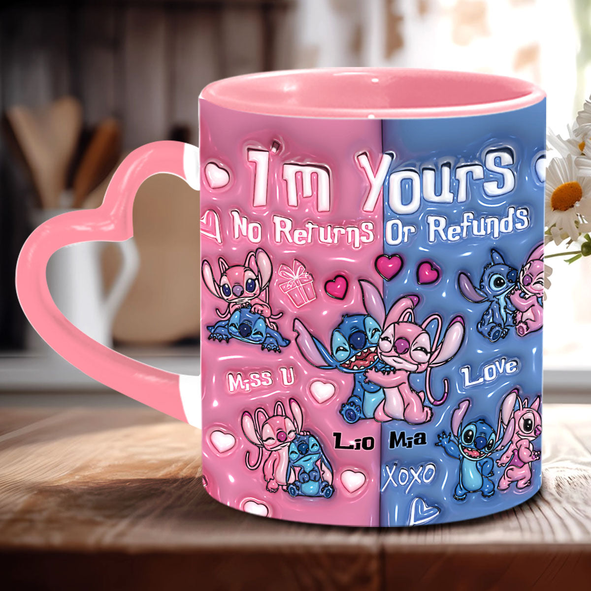 I'm Yours No Returns No Refunds - Personalized Ohana Heart Handle Mug
