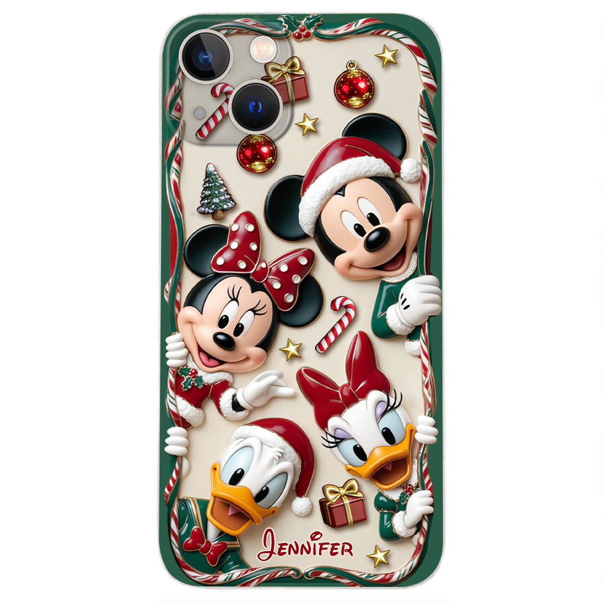 Magical Friends - Personalized Mouse 3D Embossed Leather Phone Case
