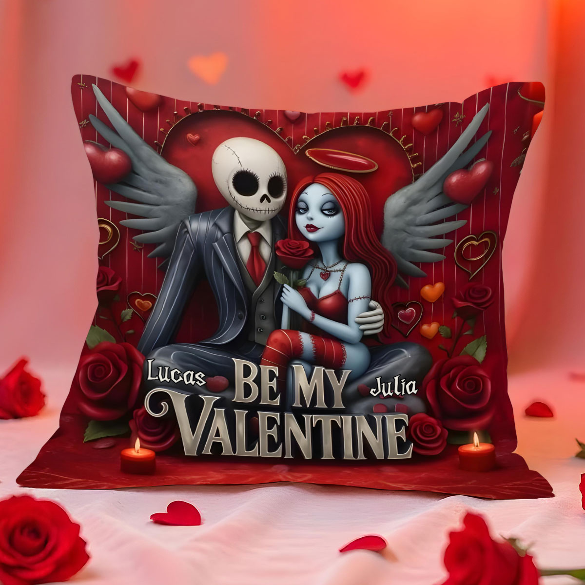Be My Valentine - Personalized Nightmare Throw Pillow