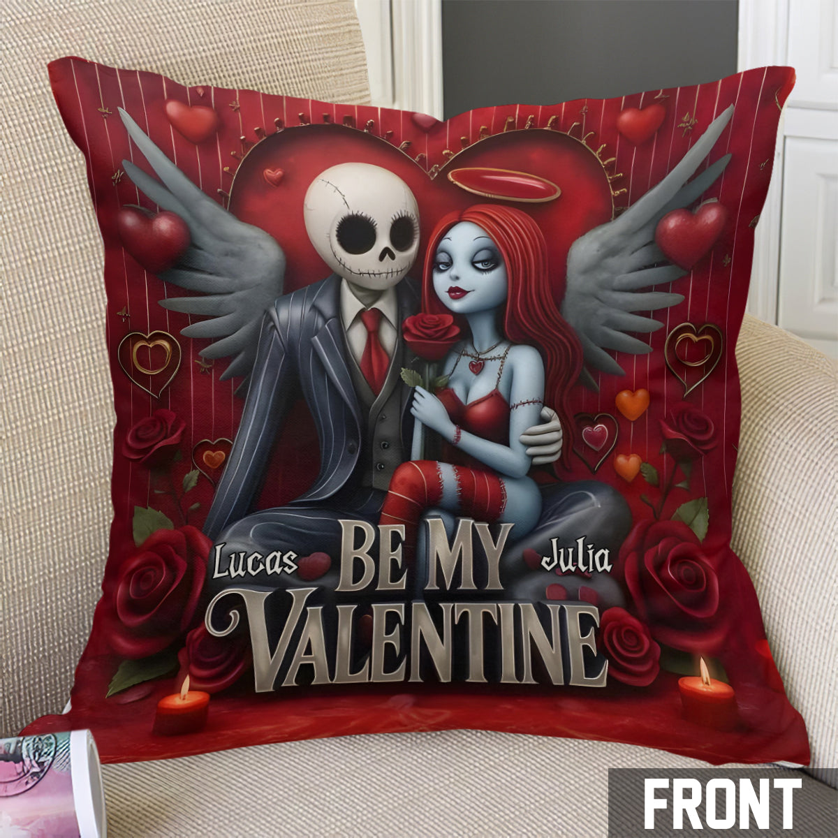 Be My Valentine - Personalized Nightmare Throw Pillow