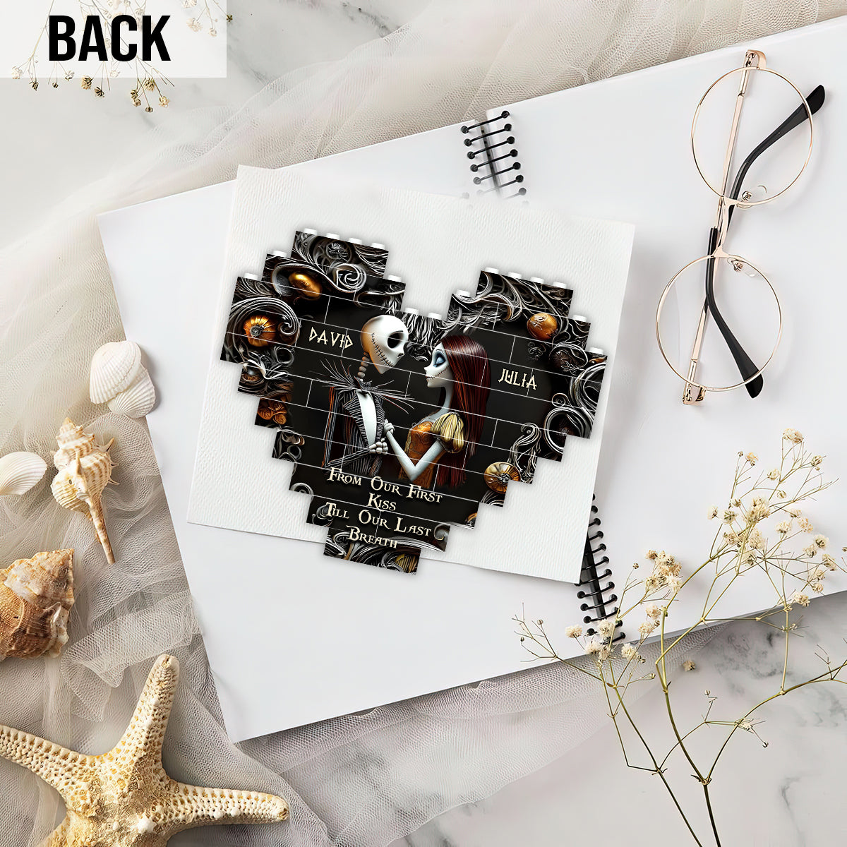 From Our First Kiss - Personalized Nightmare Heart Building Brick Blocks Printed On Both Sides